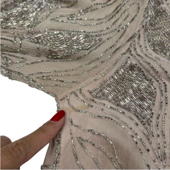 Vintage 100% Silk Swee Lo Hand Beaded Art Deco Midi Dress Size Small - Picture 8 of 13